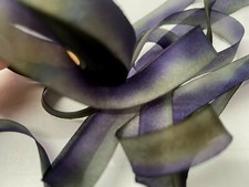 silk hand dyed 7/16" ribbon on the bias 1yd made in USA eggplant olive