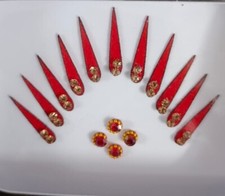 6 x Tilak Red Bindi Face Jewel Bollywood Stickers Indian Traditional Women Girl
