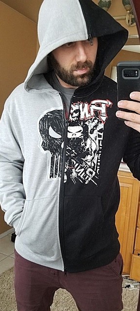 Download Men's Marvel Comics Punisher Split Graphic Hoodie Zip Up ...