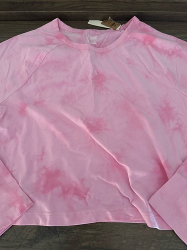 Victoria's Secret PINK Shirt Women's  XL Tie Dye Cropped Long Sleeve Raglan Tee - Picture 4 of 12