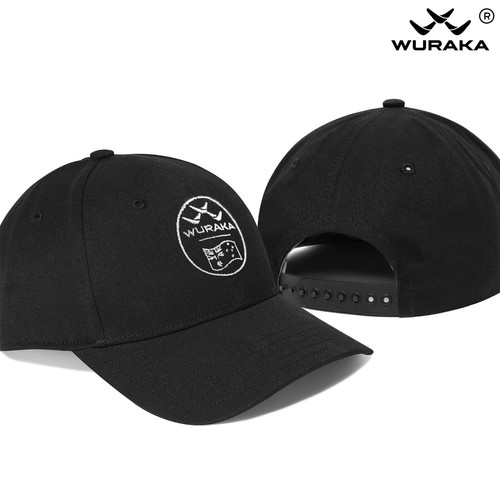 Wuraka Logo Six Panel Adjustable Sports Baseball Sun Hat Snapback Cap Flag Black - Picture 4 of 5