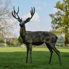 'Ryder' Brushed Gold Standing Stag Deer Life Size Sculpture - Looking Left