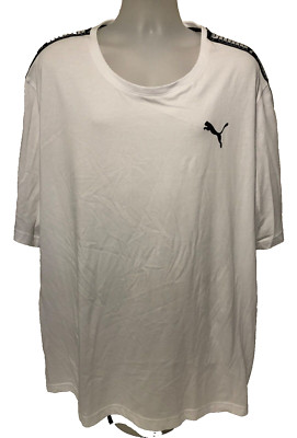 Puma Men's White Tilt Tape Short Sleeve Crew Neck T-shirt Size 4XL,XXXXL