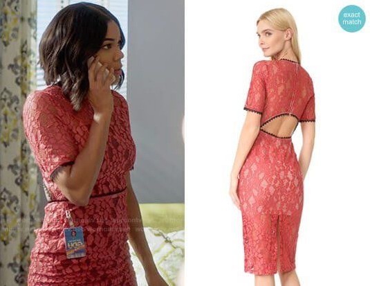 Alexis 'Remi' Midi Dress NWT SOLD OUT Cutout Back - Pink Lace w/ Black Trim $450 Alexis 'Remi' Midi Dress NWT SOLD OUT Cutout Back - Pink Lace w/ Black Trim $450