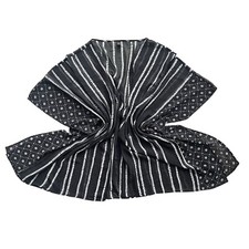 Lane Bryant Womens OneSize Black White Floral Stripe Flowy Sheer Kimono Cardigan