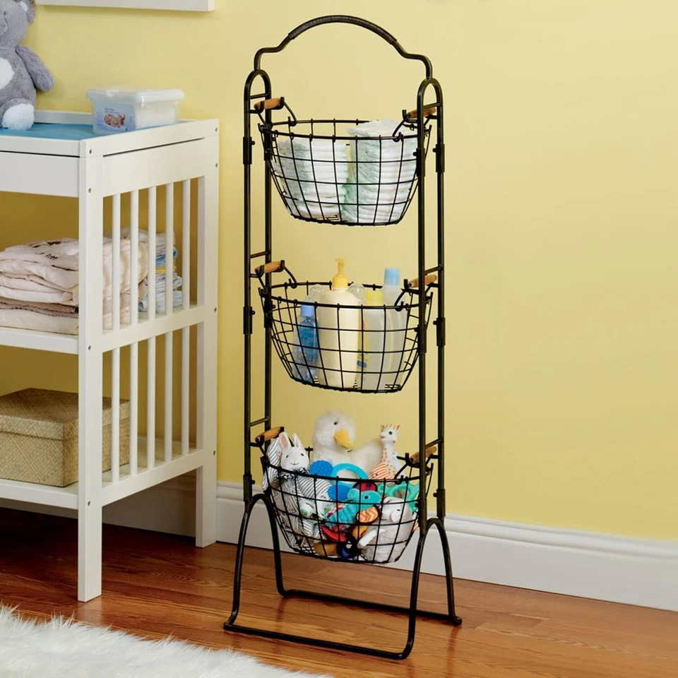 Mikasa Gourmet Basics Harbor Adjustable Standing 3-Tier Metal Storage Rack - Image 3 of 4