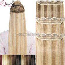 One Piece Clip in Remy Straight Human Hair Extensions 16" 18" 20" 22" 24"inch LC