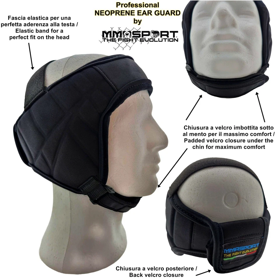 paraorecchie bjj lotta mma rugby arti marziali wrestling ear guard neoprene - Immagine 3 di 3