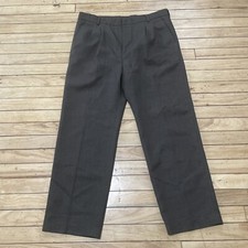UWEAR Men Dress Pants 34x27 Pleated Trousers Straight Leg Brown Gray Academia