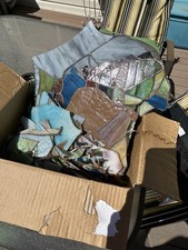 13.6 Pounds Scrap Glass Leaded Stained Glass Mosaic Art Pieces