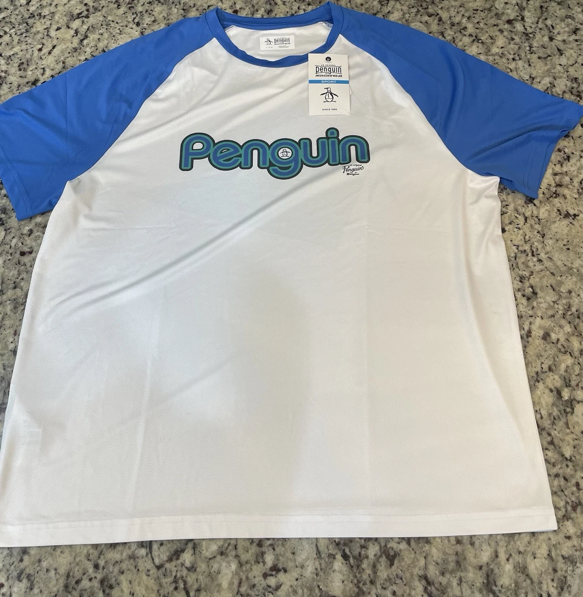 T-shirt Homme PENGUIN By MunSingWear - Blanc/Bleu Rayé - Taille L - Occasion Parfait état