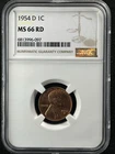 1954-D 1C RD Lincoln Wheat One Cent NGC MS66RD   6813996-097