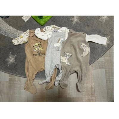 Disney Simba Der König der Löwen Strampler Set 3-teilig Größe 56 Beige Grau Weiß