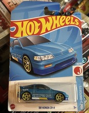 Hot Wheels 1988 '88 Honda Civic CR-X Diecast Car HW J-Imports Blue Mattel