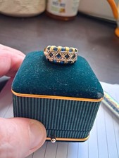 14ct Hallmarked Yellow Gold Blue Sapphire & Diamond Eternity Ring Size N
