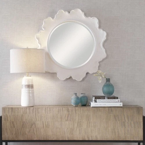 Uttermost 09797 Sea Coral White Round Mirror - Picture 7 of 8