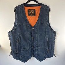 Milwaukee Performance Men's Denim Motorcycle Biker Rider Vest Size XL