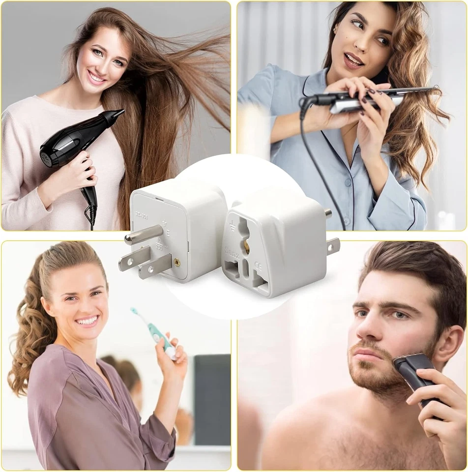 1-1000Pcs European EU To US American Adapter Plug Converter Euro Asia to USA Lot - Image 2 of 4