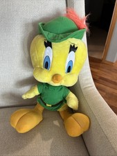 Vintage 1997 Looney Tunes Tweety Bird Robin Hood Plush 16" Toy