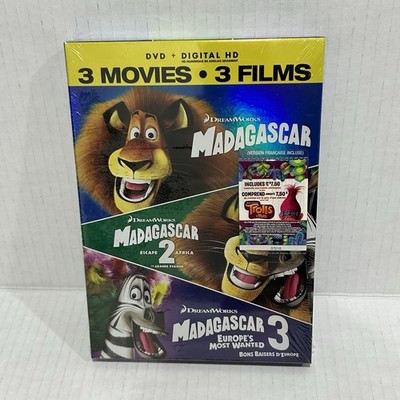 Madagascar Trilogy Complete Collection 3 Movie Set DVD Brand New & Sealed