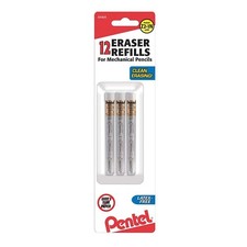 Pentel Refill Eraser for Mechanical Pencils, 3 Tubes Per Pack, 4 Erasers Per