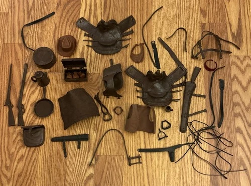 Vintage Marx Best of the West Johnny West Accessories Parts LOT Guns Saddles Hat