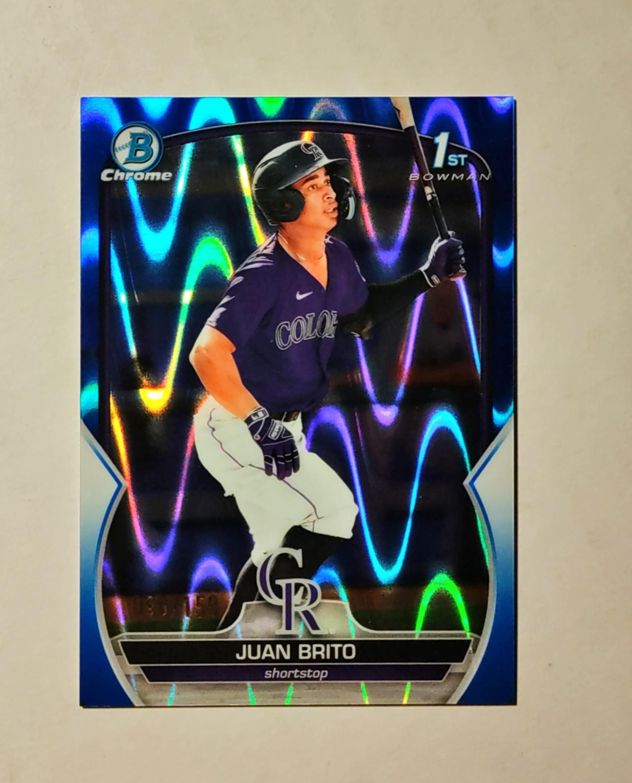 Juan Brito 2023 1st Bowman Chrome BLUE RayWave REFRACTOR 090/150 #BCP-77 RC R6