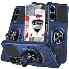 for Cricket Icon 6, AT&T Verge Phone Case, Work with Magnetic Car Blue