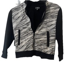 2 Piece Boys Sz XS Black And White Kidpik Zipped Up Sweatshirt And Shorts Outfit