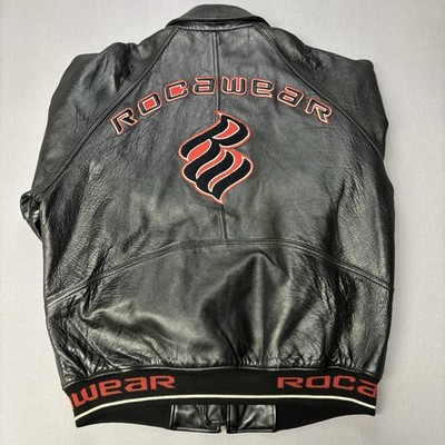 Vintage 90s 00s Roca Wear Jay Z Leather Coat Sz Men's XL Black | eBay