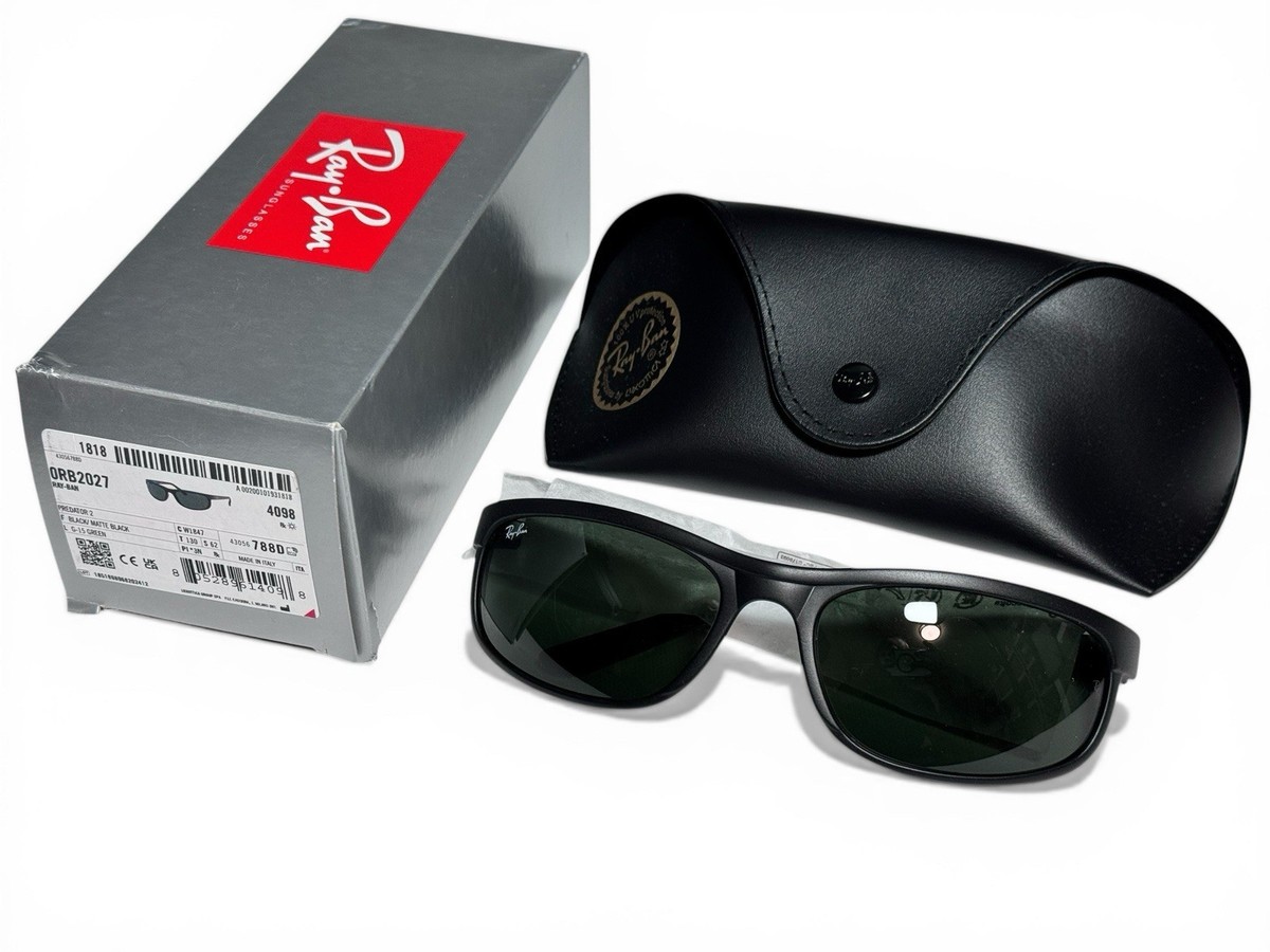 Ray Ban RB2027 W1847 Predator 2 Sunglasses Matte Black Green G-15