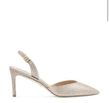 NWB Stuart Weitzman Julia 75 Pointed Toe Glitter Slingback Pump