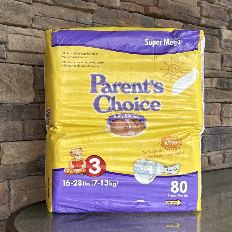 Parent's Choice Early 2000’s Super Mega 80 Diapers 16-28 Lbs Stretchable Grip