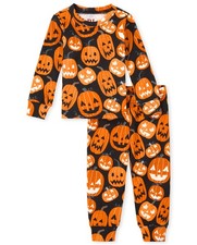 The Children's Place Kids Halloween Pumpkin Pajama Set Cotton 2-Piece 12-18M