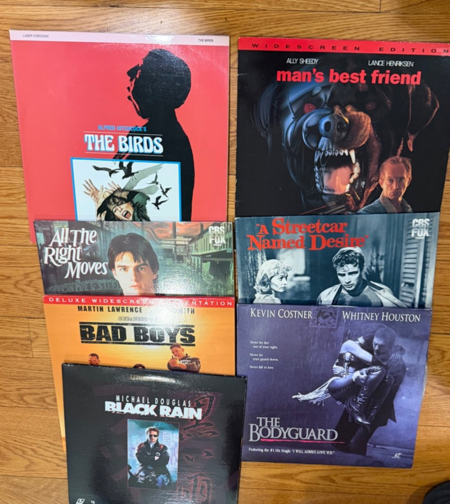 LASERDISC LOT of 7 (BIRDS/BAD BOYS/BODYGUARD/STREETCAR NAMED)