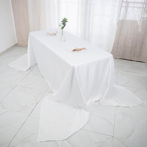 WHITE 90" x 156" Accordion Crinkle TAFFETA RECTANGULAR TABLECLOTH Party Supplies - 第 2/8 張圖片