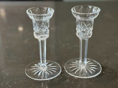 Waterford Crystal Lismore Pair Candlesticks Candle Holders 5 5/8” Vintage