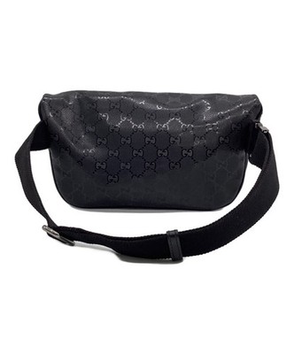 GUCCI GG Black Waist Pouch Bum Bag Shoulder Belt Pack Women 233269