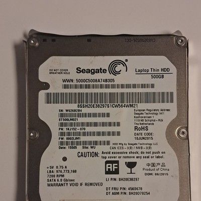 Seagate ST500LM021 500GB 2.5'' SATA Internal Laptop HDD 7200 RPM