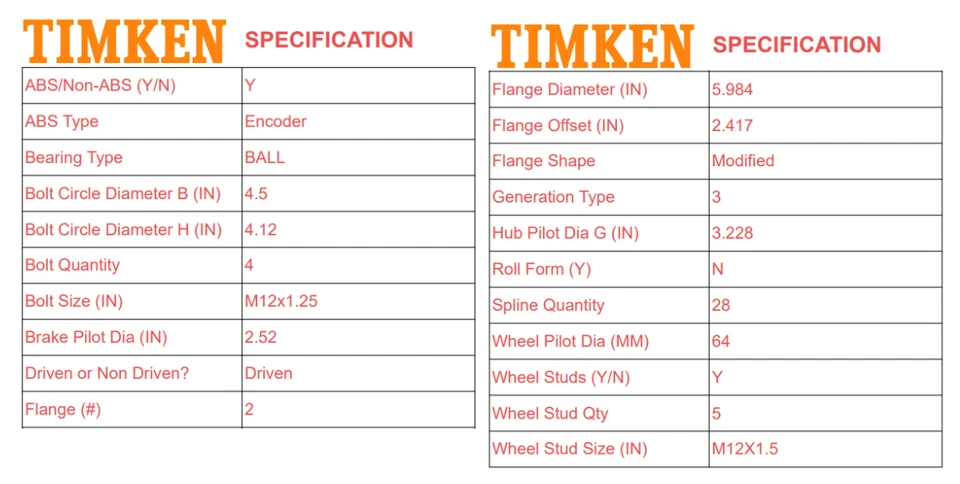 Par de cojinetes de cubo de rueda trasera Timken para Honda CR-V 2007-2011 2007-2018 Acura RDX Foto 3 de 4