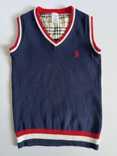 Kids Navy Blue V-neck Cotton Sweater Vest Size 6-7 Years Old