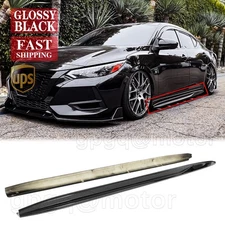For Nissan Sentra SV B18 20-23 V Style Gloss Black Side Skirt Extension Splitter