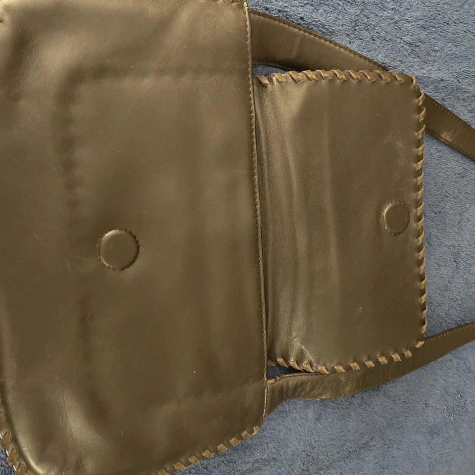 Andrew Marc New York Brown Genuine Leather Purse Bag Whipstitch Accents - Image 2 of 4