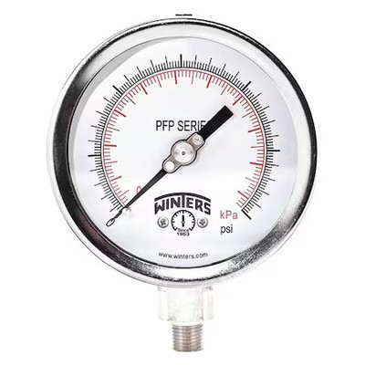 Winters Pfp645wbg Industrial Pressure Gauge, 0 To 160 Psi, 4 In Dial, 1/4 In