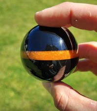 Striped Gear Shift Knob 38-16 Thread Size Black With Copperorange
