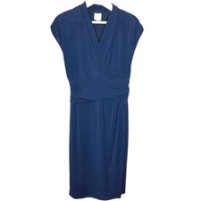 Navy wrap v-neck dress by Suzi Chin size 14
