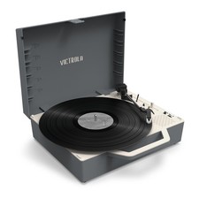 Victrola Re-Spin Sustainable Bluetooth Suitcase Record Player, Gray