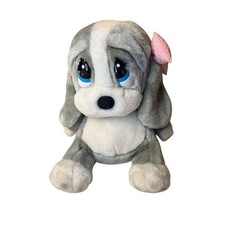 Applause Sad Sam Honey Plush 10” Gray White Dog Pink Bows Stuffed Animal *Flaw*