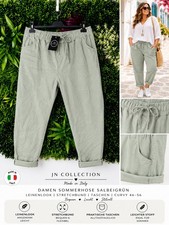   Italy Sommerhose Salbeigrün Leinenlook Str...