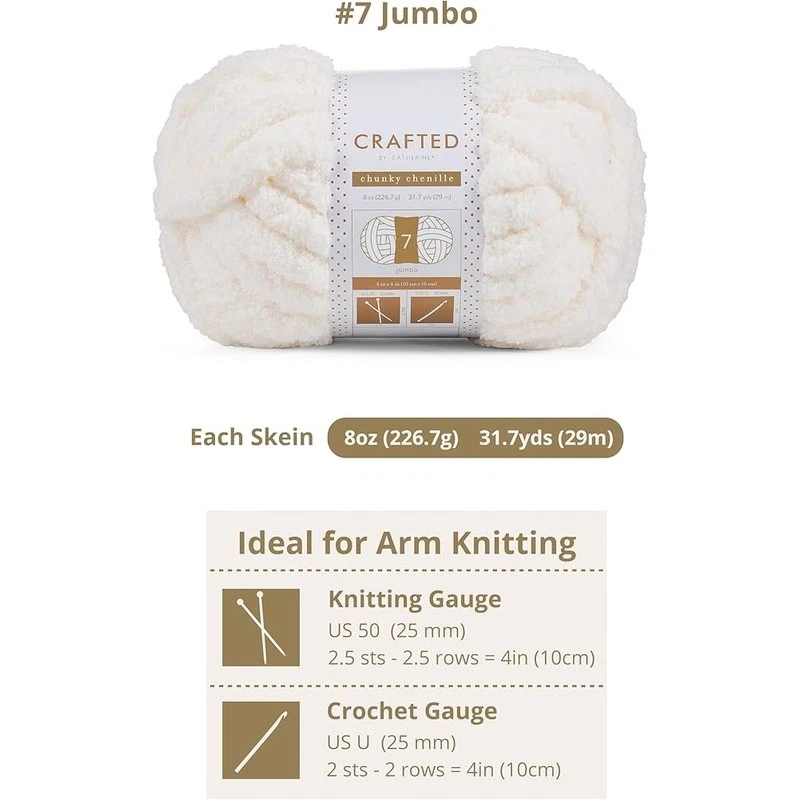 Jumbo Chenille Yarn Soft Fluffy Polyester Thick Crafting Knitting Crocheting DIY - Image 4 of 4